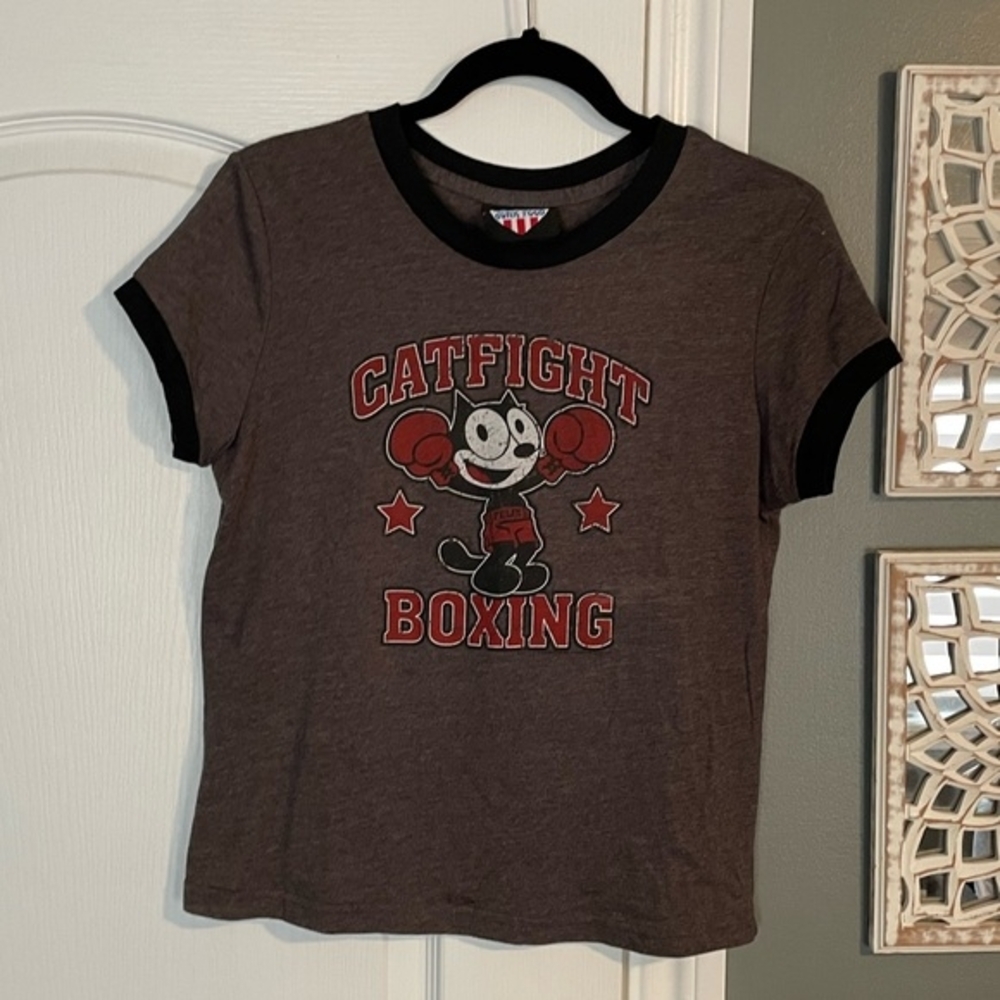 Y2K Junk Food Felix The Cat Boxing Baby Tee T-shirt Ringer Tee 2000s